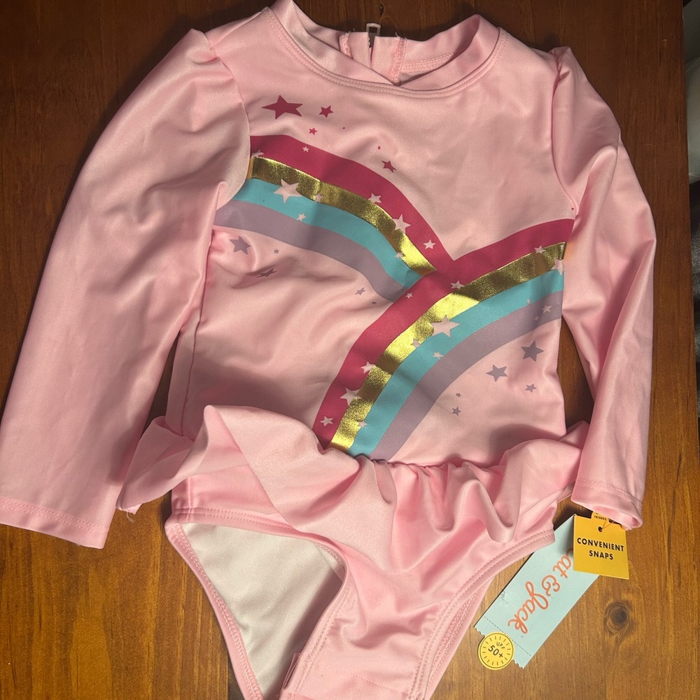 🔥🔥 4 for $15 Pink Rainbow Long Sleeve Kids One Piece by Cat & Jack
